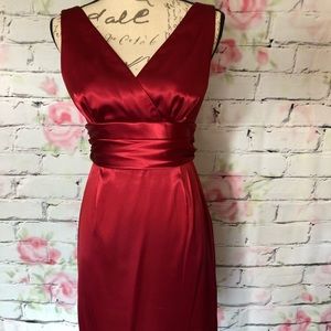 Red satin dress